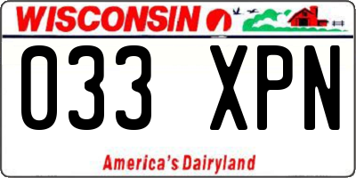 WI license plate 033XPN