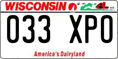WI license plate 033XPO