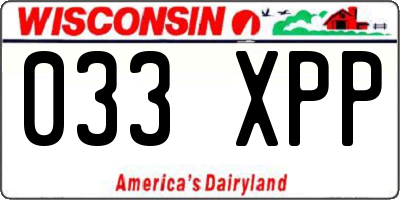 WI license plate 033XPP