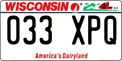 WI license plate 033XPQ
