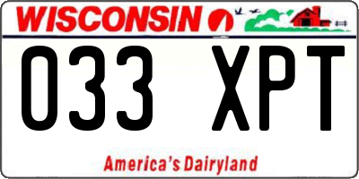 WI license plate 033XPT
