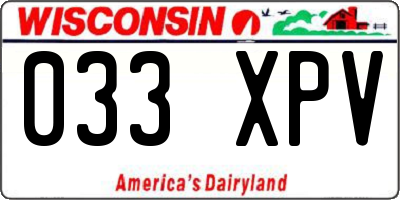 WI license plate 033XPV