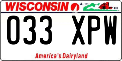 WI license plate 033XPW