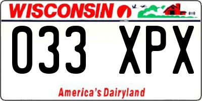 WI license plate 033XPX