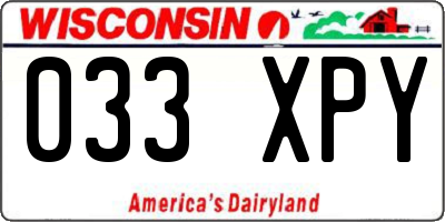 WI license plate 033XPY