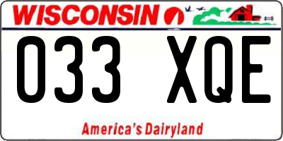 WI license plate 033XQE