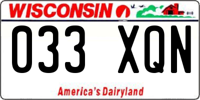 WI license plate 033XQN