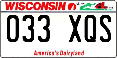 WI license plate 033XQS