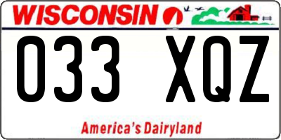 WI license plate 033XQZ