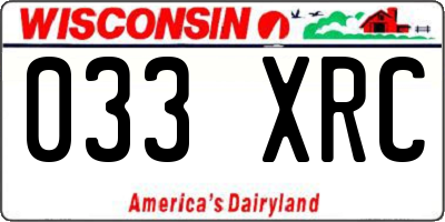 WI license plate 033XRC