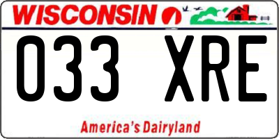WI license plate 033XRE