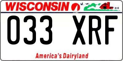 WI license plate 033XRF