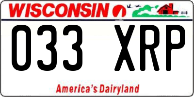 WI license plate 033XRP