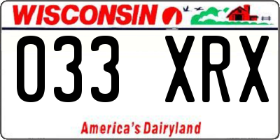 WI license plate 033XRX
