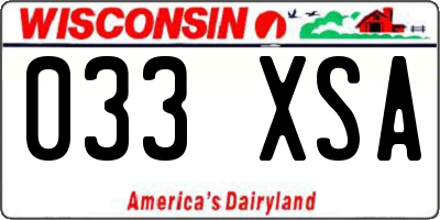 WI license plate 033XSA