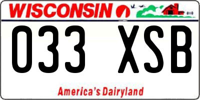WI license plate 033XSB