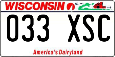 WI license plate 033XSC