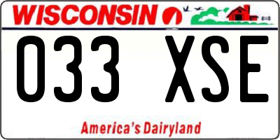 WI license plate 033XSE