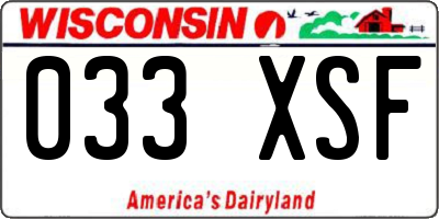 WI license plate 033XSF