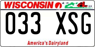 WI license plate 033XSG