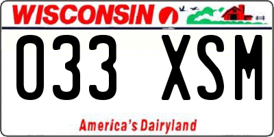WI license plate 033XSM