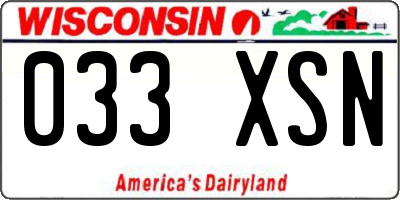 WI license plate 033XSN