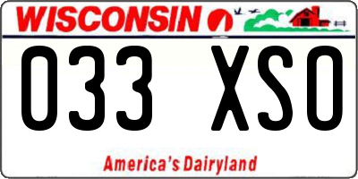 WI license plate 033XSO