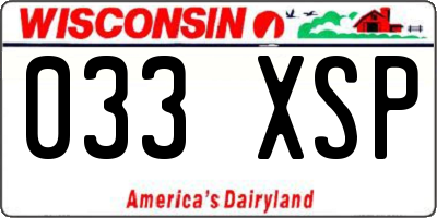 WI license plate 033XSP