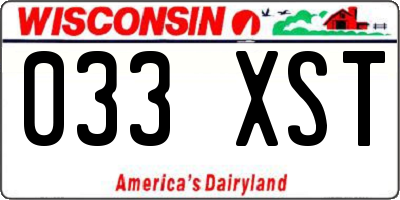 WI license plate 033XST
