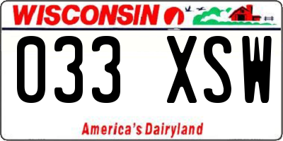 WI license plate 033XSW