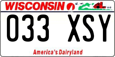 WI license plate 033XSY