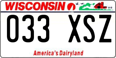 WI license plate 033XSZ