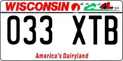 WI license plate 033XTB