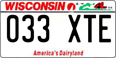 WI license plate 033XTE