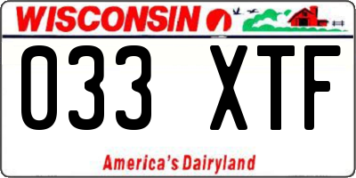 WI license plate 033XTF