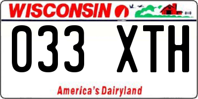 WI license plate 033XTH
