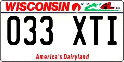 WI license plate 033XTI