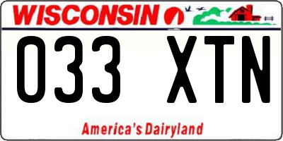WI license plate 033XTN