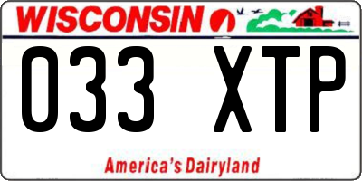 WI license plate 033XTP