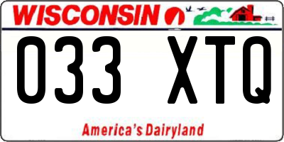 WI license plate 033XTQ
