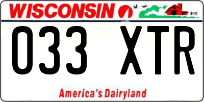 WI license plate 033XTR