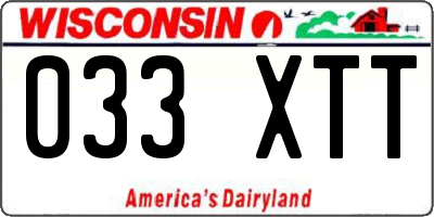 WI license plate 033XTT