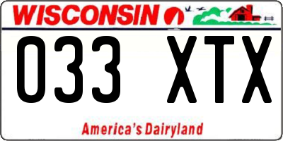 WI license plate 033XTX