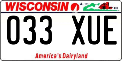 WI license plate 033XUE