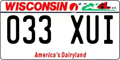 WI license plate 033XUI