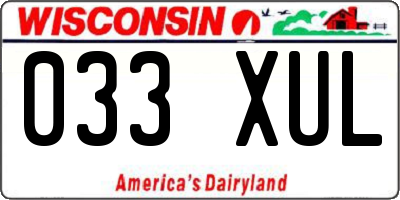 WI license plate 033XUL