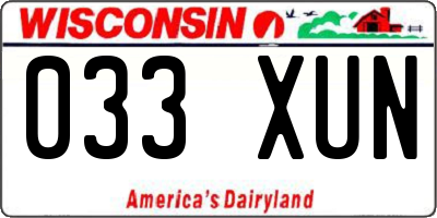 WI license plate 033XUN