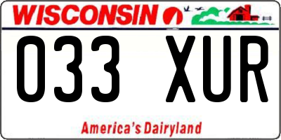 WI license plate 033XUR