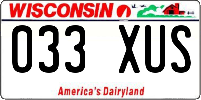 WI license plate 033XUS