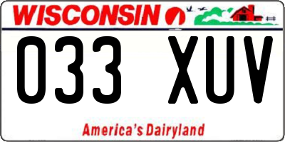 WI license plate 033XUV